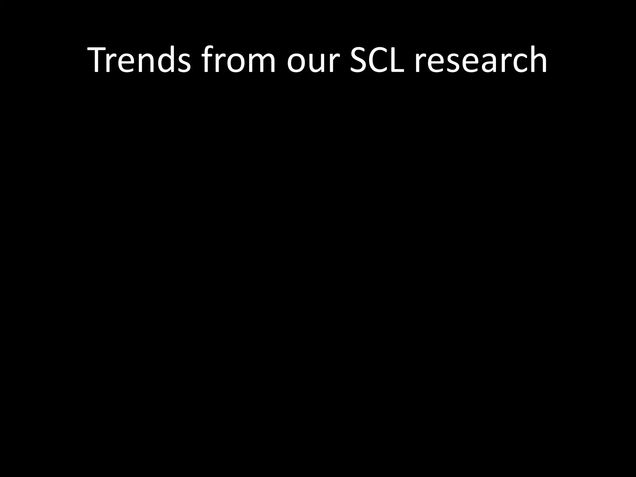 Trends from our SCL research
 