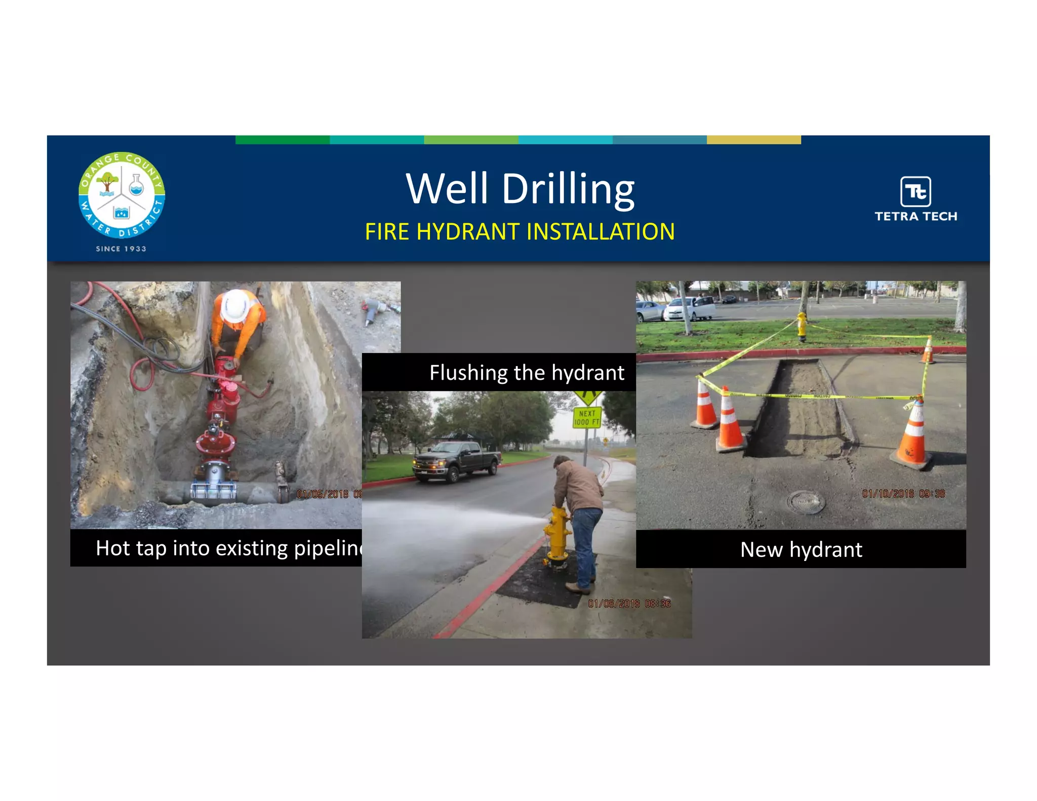 Well Drilling
FIRE HYDRANT INSTALLATION
Hot tap into existing pipeline
Flushing the hydrant
New hydrant
 