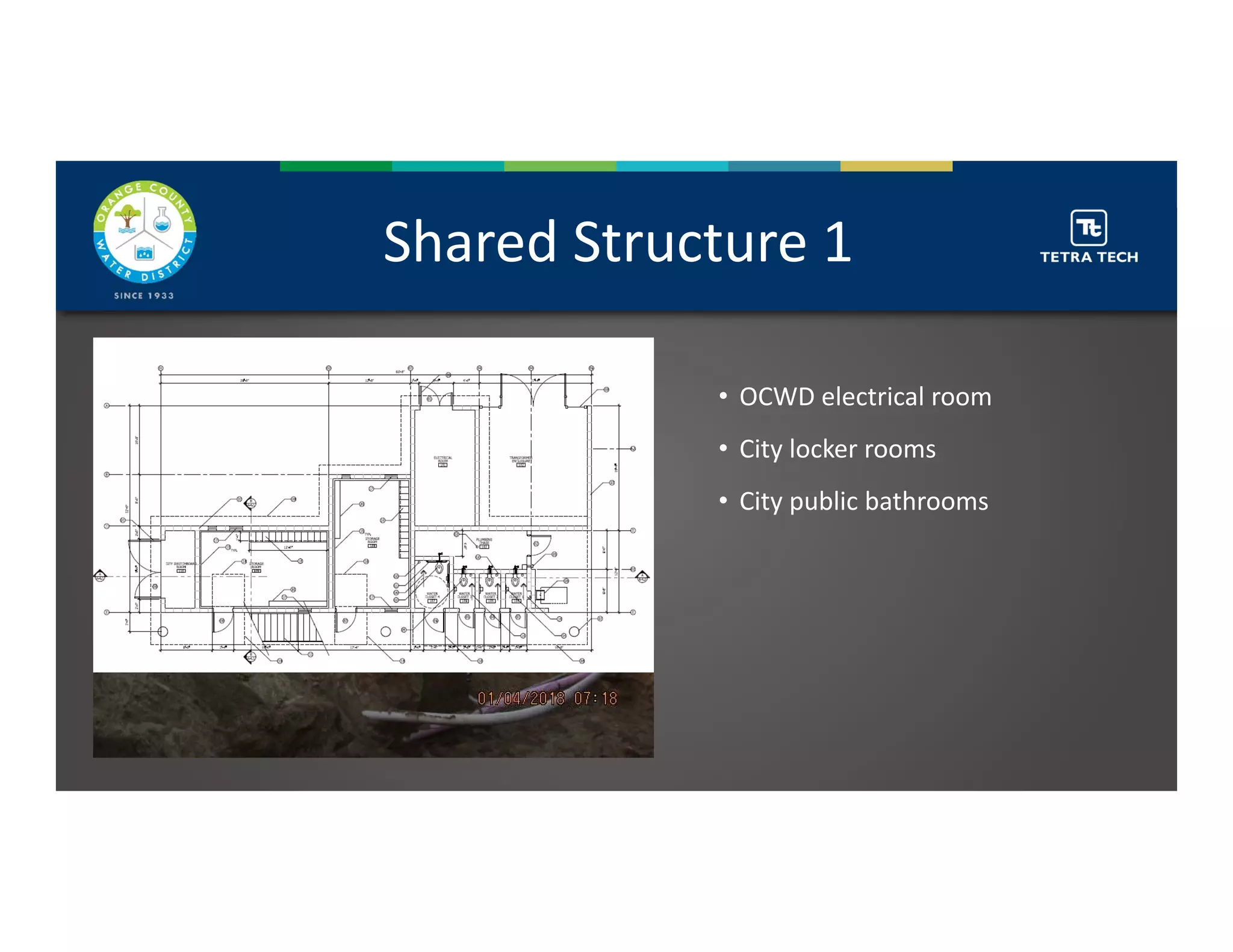 • OCWD electrical room
• City locker rooms
• City public bathrooms
Shared Structure 1        
 