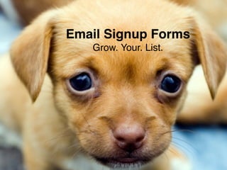 Headline 
Subhead 
Content 
#ASCENDSUMMIT2014 
Email Signup Forms! 
Grow. Your. List. 
 