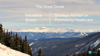 The Great Divide
|Insurance
Broker
Strategic Advisor on
Purchasing Healthcare
|
 