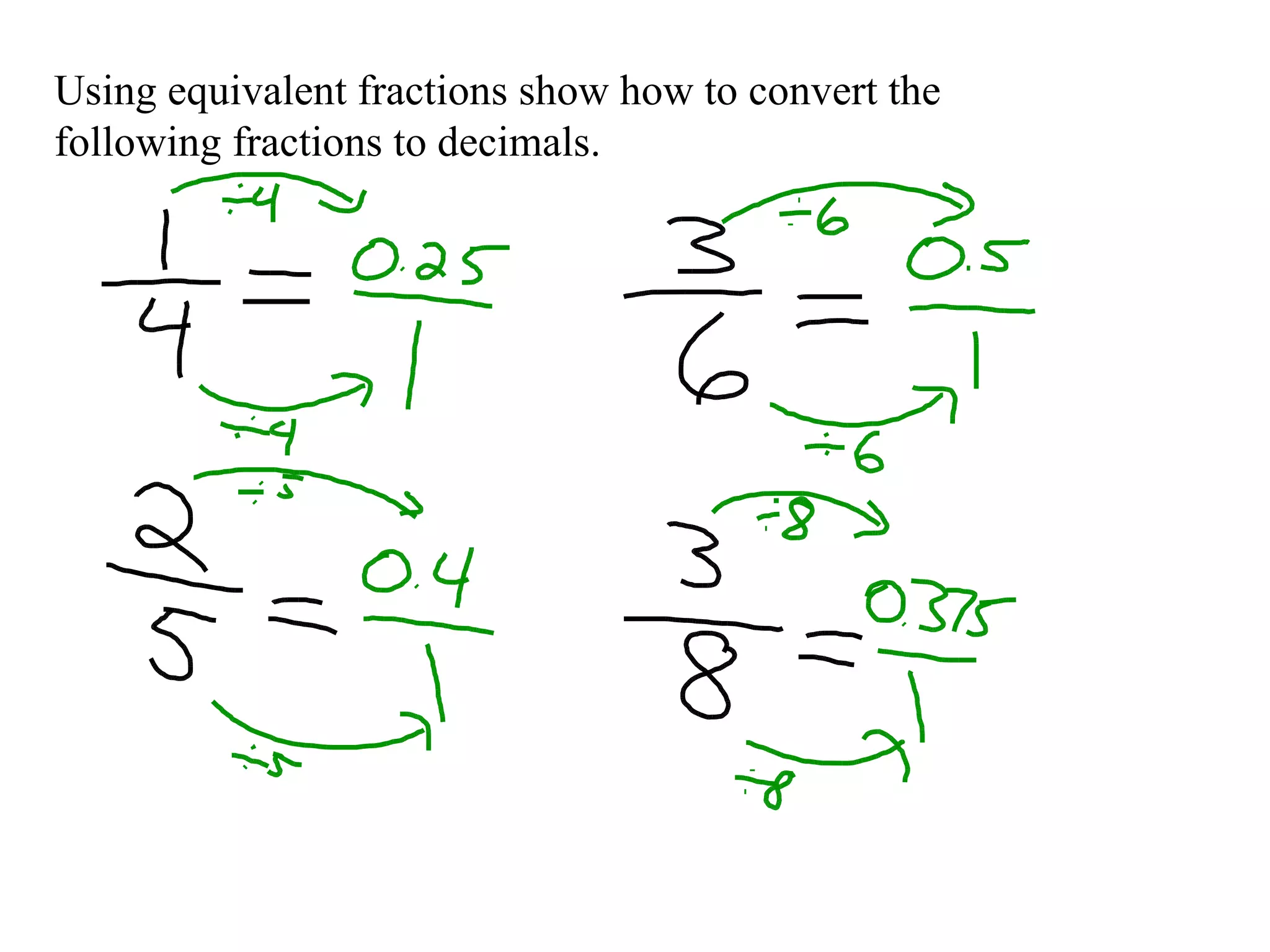 Ascending convert frac to dec PPT