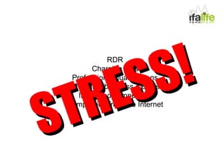 RDR Charging fees Professional qualifications Changing business models Increased competition Competition from the Internet STRESS! 