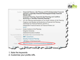 1. Note the keywords 2. Customise your profile URL 