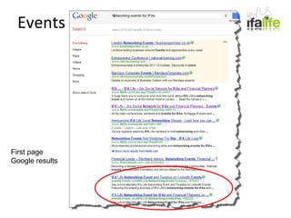 Events First page Google results 