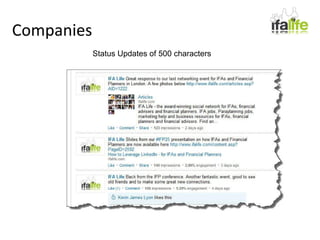 Companies Status Updates of 500 characters 