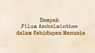 Dampak
Filum Aschelminthes
dalam Kehidupan Manusia
 