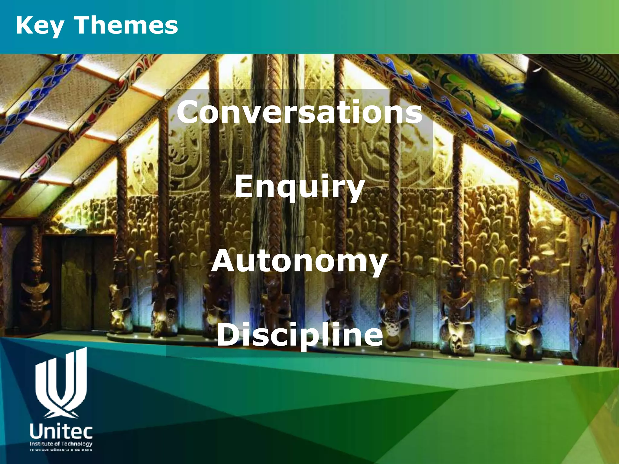 Key Themes


         Conversations

              Enquiry

             Autonomy

             Discipline
 