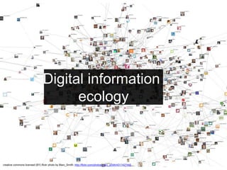 Digital information 
ecology 
creative commons licensed (BY) flickr photo by Marc_Smith: http://flickr.com/photos/marc_smith/4311427445 
 