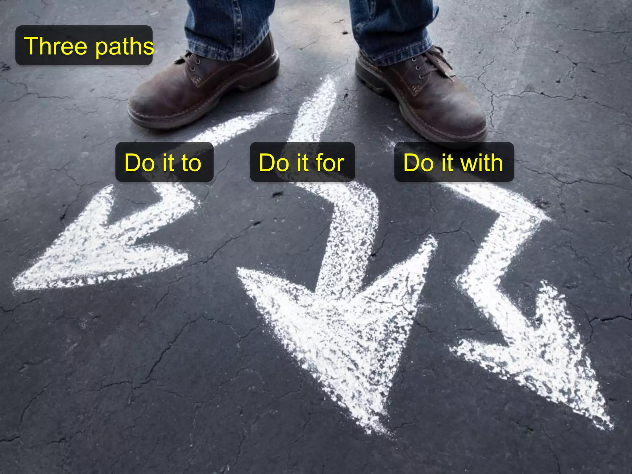 Three paths 
Do it to Do it for Do it with 
 