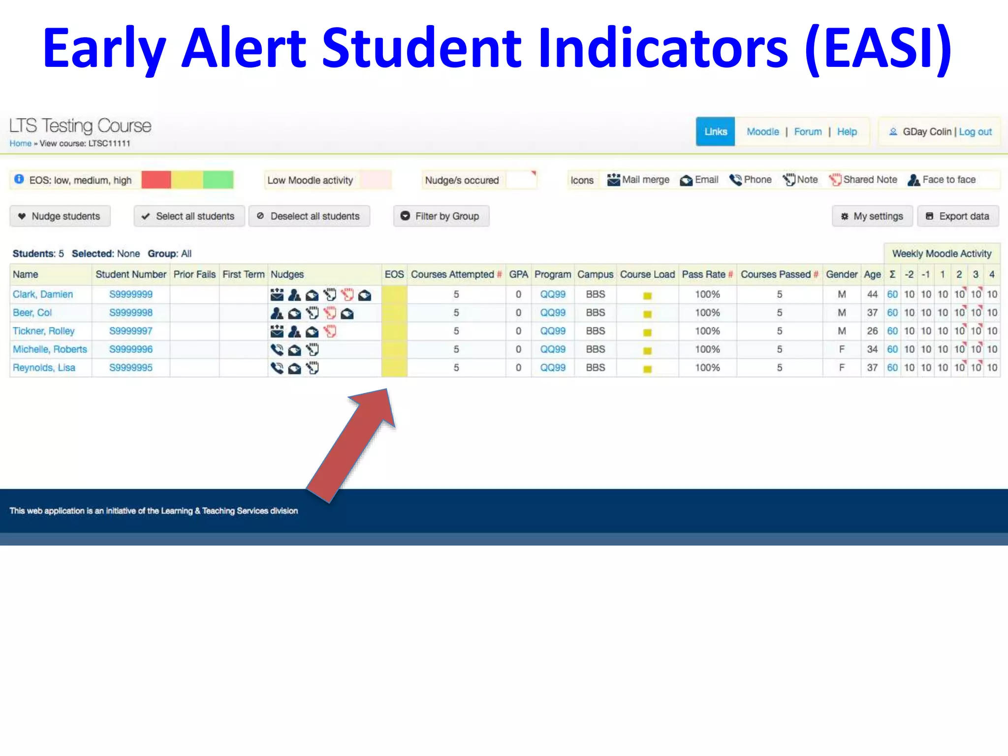 Early Alert Student Indicators (EASI) 
 