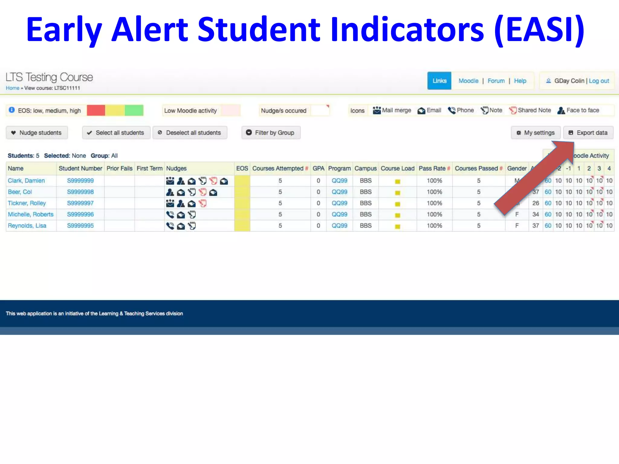 Early Alert Student Indicators (EASI) 
 