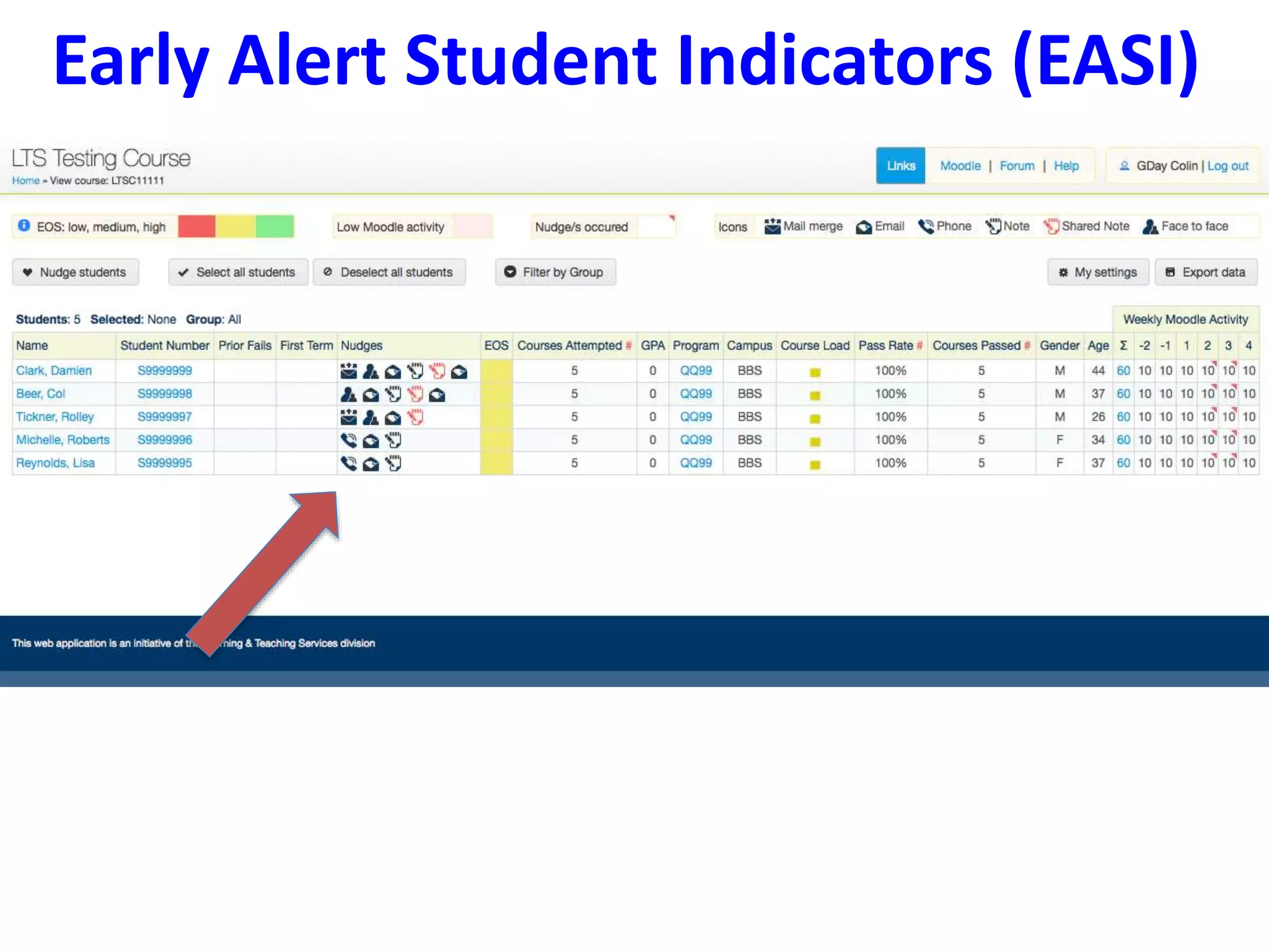Early Alert Student Indicators (EASI) 
 