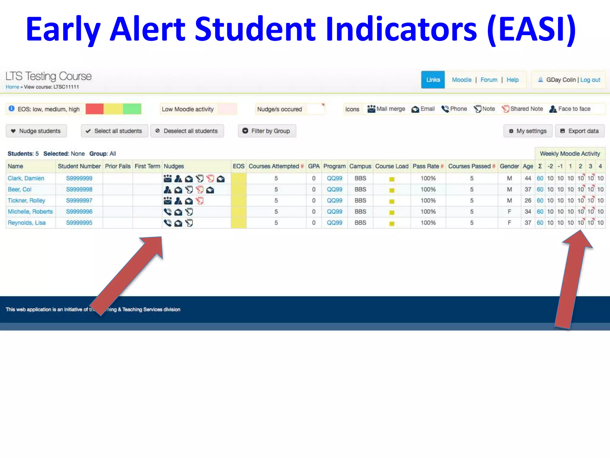 Early Alert Student Indicators (EASI) 
 