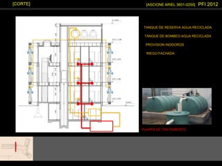 [ASCIONE ARIEL 3601-0250] PFI 2012[CORTE]
PLANTA DE TRATAMIENTO
TANQUE DE RESERVA AGUA RECICLADA
TANQUE DE BOMBEO AGUA RECICLADA
PROVISION INODOROS
RIEGO FACHADA
 