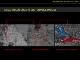 [ASCIONE ARIEL 3601-0250] PFI 2012
[DESARROLLO URBANO SUSTENTABLE HAEDO]
Haedo en relación a C.A.B.A. Principales vías de transporte Parque Industrial / “Vacio de Haedo”
 
