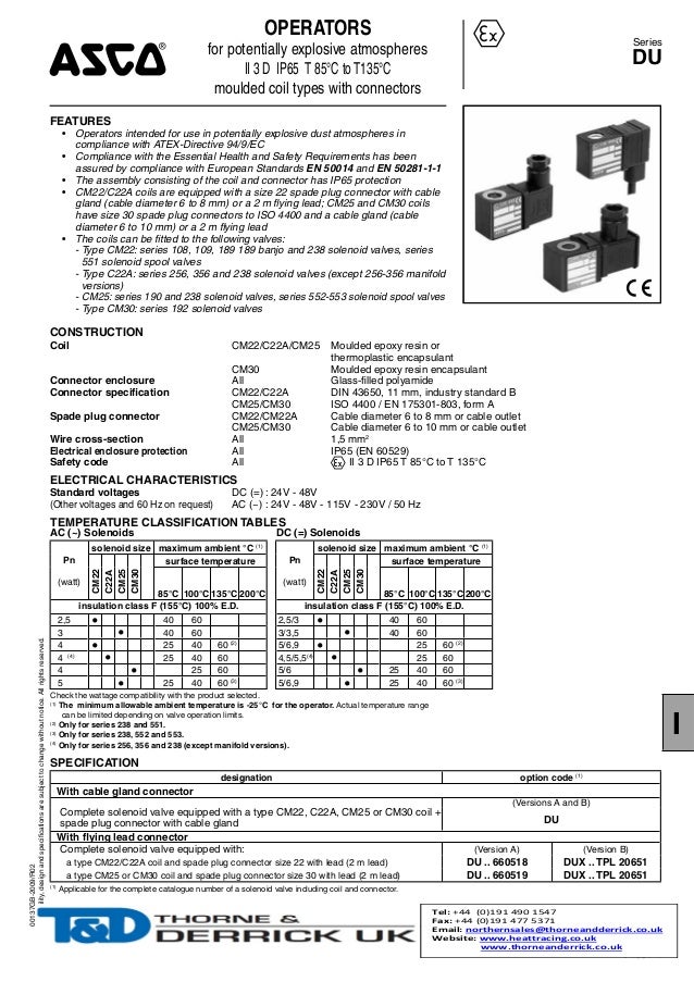 Asco Du Atex Explosion Proof Operator Hazardous Area ... asco solenoid wiring diagram 