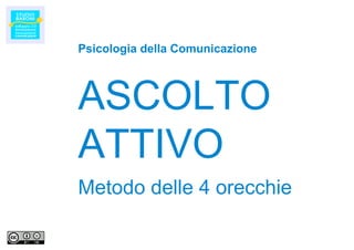Psicologia della Comunicazione



ASCOLTO
ATTIVO
Metodo delle 4 orecchie
 