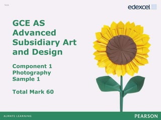 GCE AS
Advanced
Subsidiary Art
and Design
Component 1
Photography
Sample 1
Total Mark 60
 