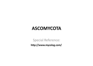 ASCOMYCOTA 

 Special Reference:  
h*p://www.mycolog.com/ 
 