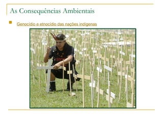 As Consequências Ambientais 
 Genocídio e etnocídio das nações indígenas 
 