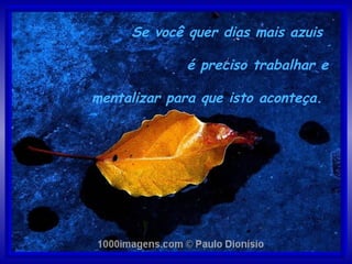 Se você quer dias mais azuis  é preciso trabalhar e mentalizar para que isto aconteça.  