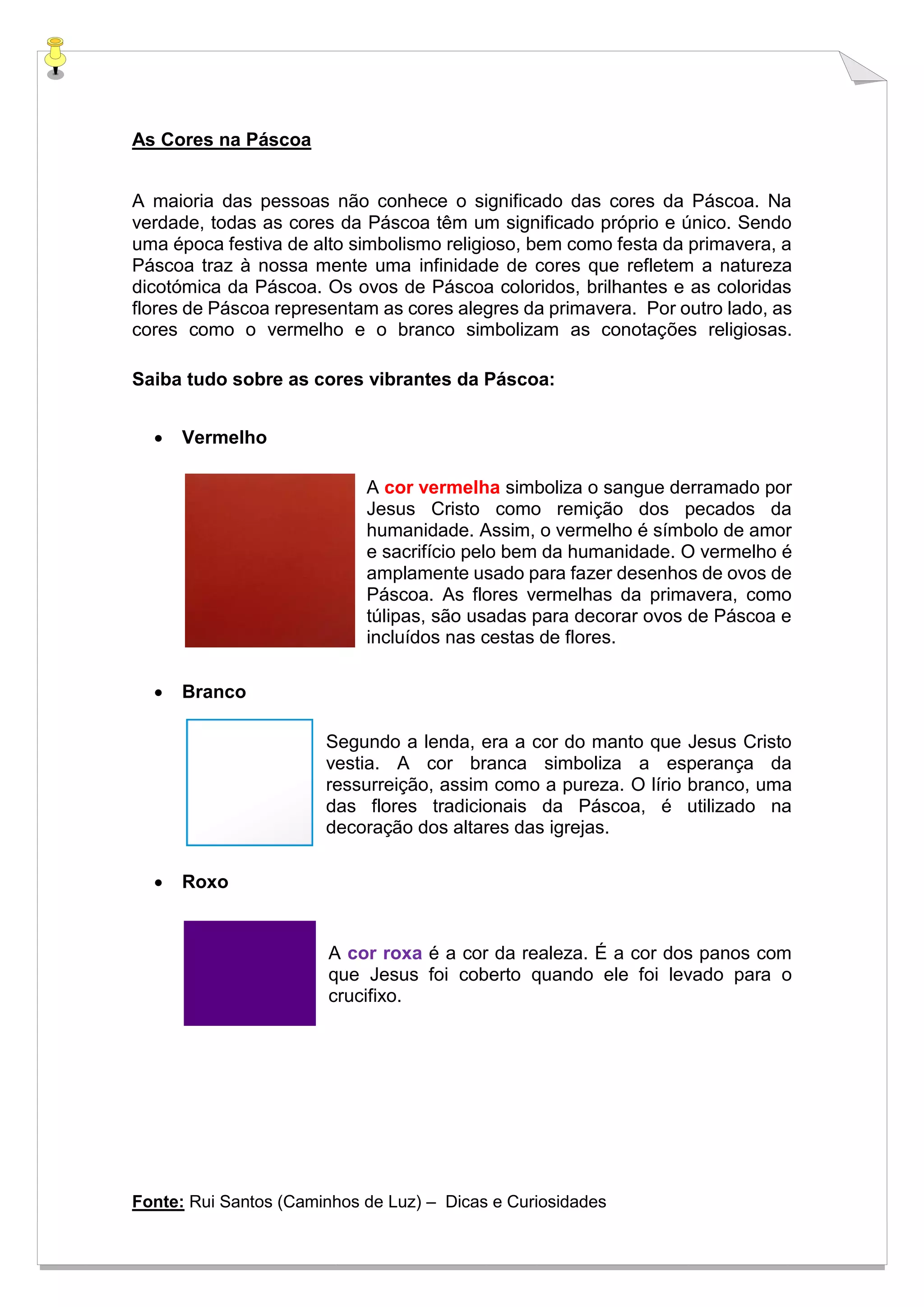 As cores na Páscoa | PDF