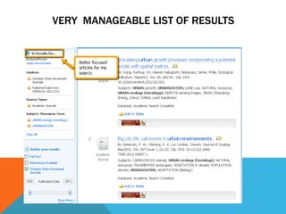VERY MANAGEABLE LIST OF RESULTS