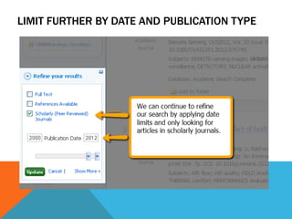 LIMIT FURTHER BY DATE AND PUBLICATION TYPE