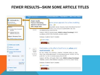 FEWER RESULTS---SKIM SOME ARTICLE TITLES