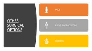 OTHER
SURGICAL
OPTIONS
MICS
RIGHT THORACOTOMY
ROBOTIC
 