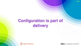 #RSAC
Configuration is part of
delivery
 