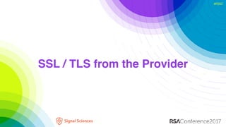 #RSAC
SSL / TLS from the Provider
 
