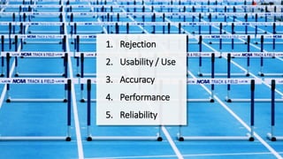 Presenter’s Company
Logo – replace or
delete on master slide
#RSAC
13
1. Rejection
2. Usability / Use
3. Accuracy
4. Performance
5. Reliability
 