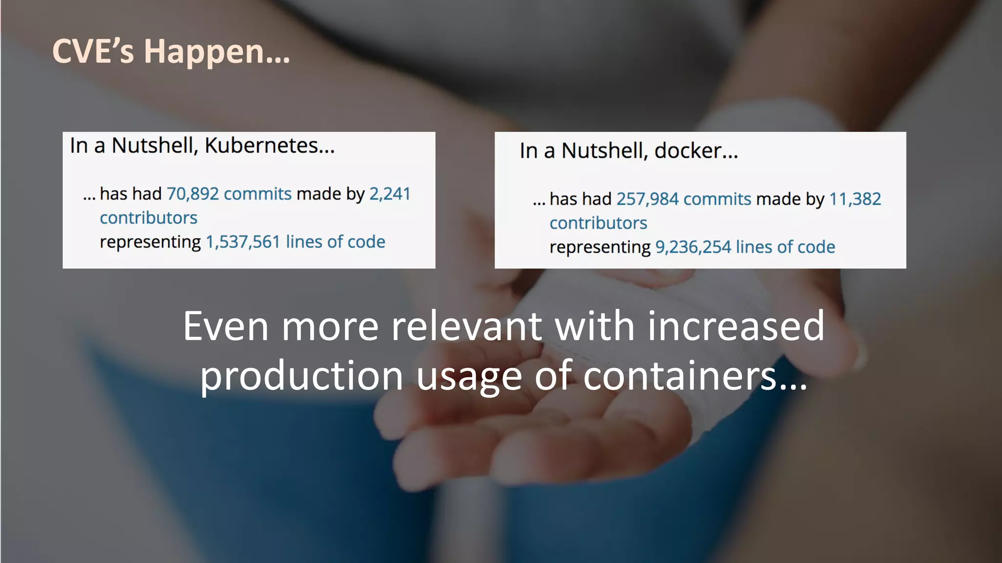 #RSAC
CVE’s Happen…
Even more relevant with increased
production usage of containers…
 