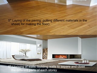 Wood & Metals Metals are used for concrete(steel) for doorframes, windowframes beam 