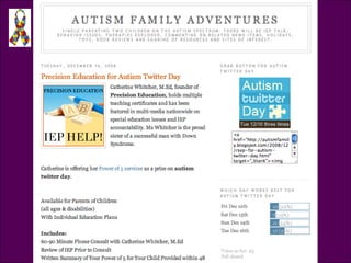 Blogpost #2 Autism Family Adventures: http://autismfamily.blogspot.com/  