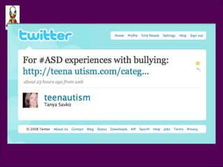 Tweet @teenautism For #ASD experiences with bullying: http://teenautism.com/category/bullying/ 