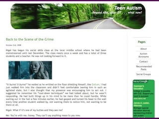 Teen Autism: Bullying http://teenautism.com/category/bullying/ 
