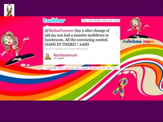 Tweet @rainbowmum @MelinaTomson Day 2 after change of aide my son had a massive meltfown in lunchroom. All the convincing needed. HANG IN THERE!! 