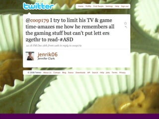 Tweet @jenrik06 @coop179 I try to llimit his TV & game time - amazes me how he remembers all the gaming stuff but can’t put letters 2geter to read 