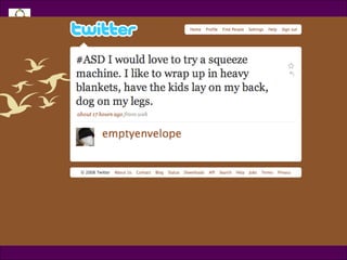 Tweet @emptyenvelope I would love to try a squeeze machine. I like to wrap up in heavy blankets, have the kids lay on my back, dog on my legs 