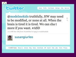 Tweet @ susangiurleo <ul><li>@modelmekids truthfully, HW may need to be modified, or none at all. When the brain is tired ...