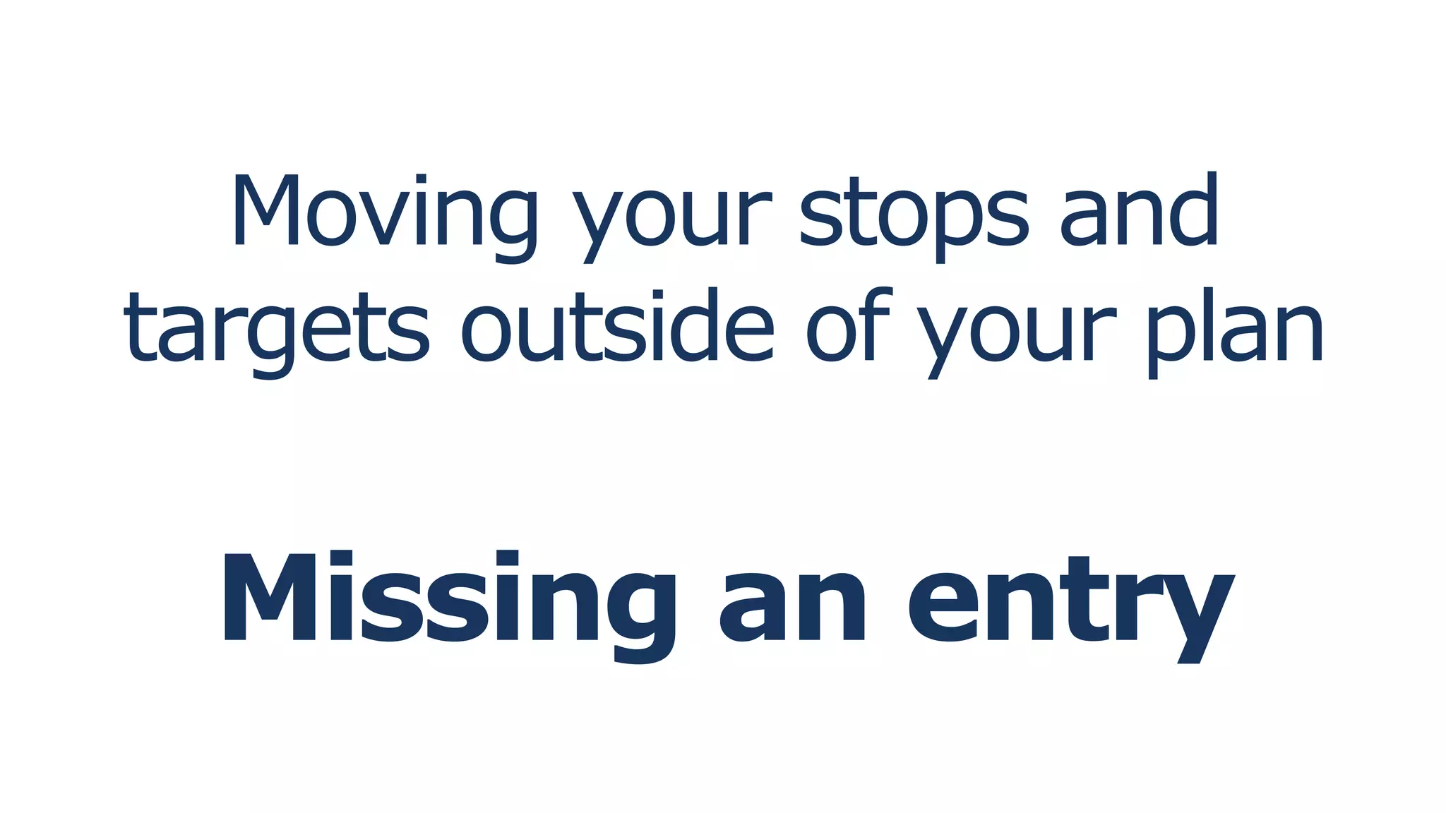 Moving your stops and
targets outside of your plan
Missing an entry
 