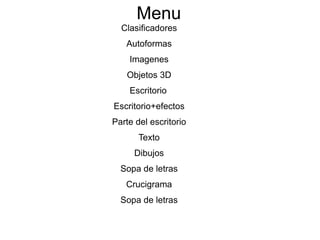 Menu Clasificadores