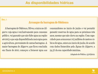 As disponibilidades hídricas
 