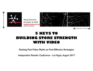 5 KEYS TO
BUILDING STORE STRENGTH
WITH VIDEO
 
Getting Past Video Myths to Find Effective Strategies
Independent Retailer Conference - Las Vegas, August 2017
Doug Garnett
Founder & CEO
doug@atomicdirect.com
@AtomicAdMan
 