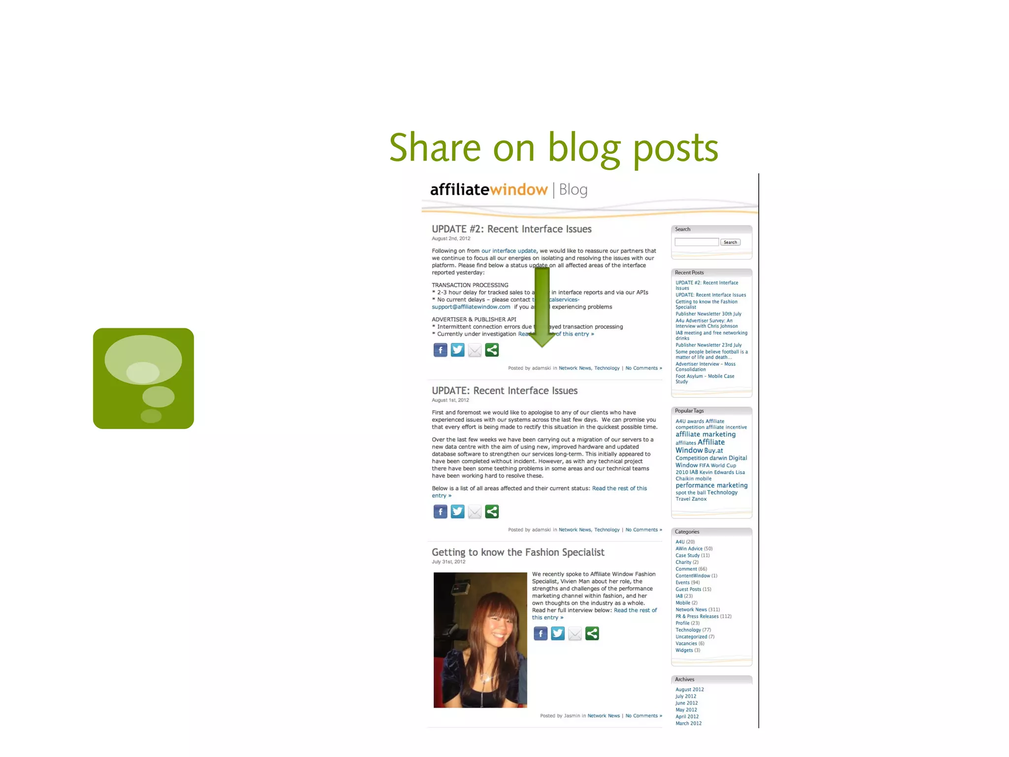 Share on blog posts
 