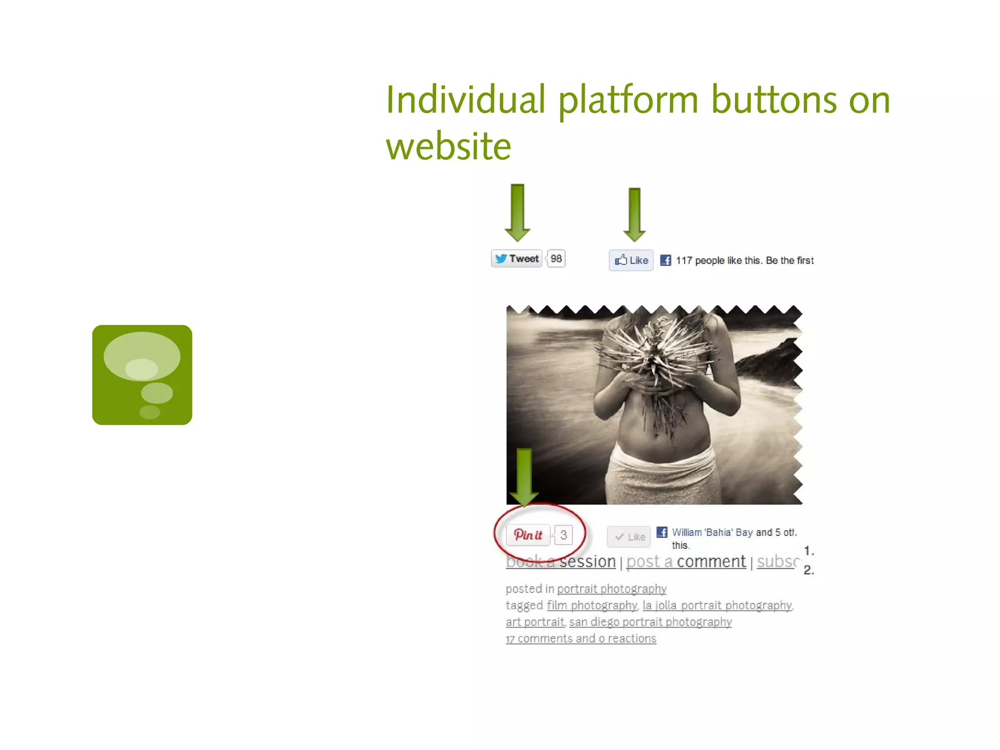 Individual platform buttons on
website
 