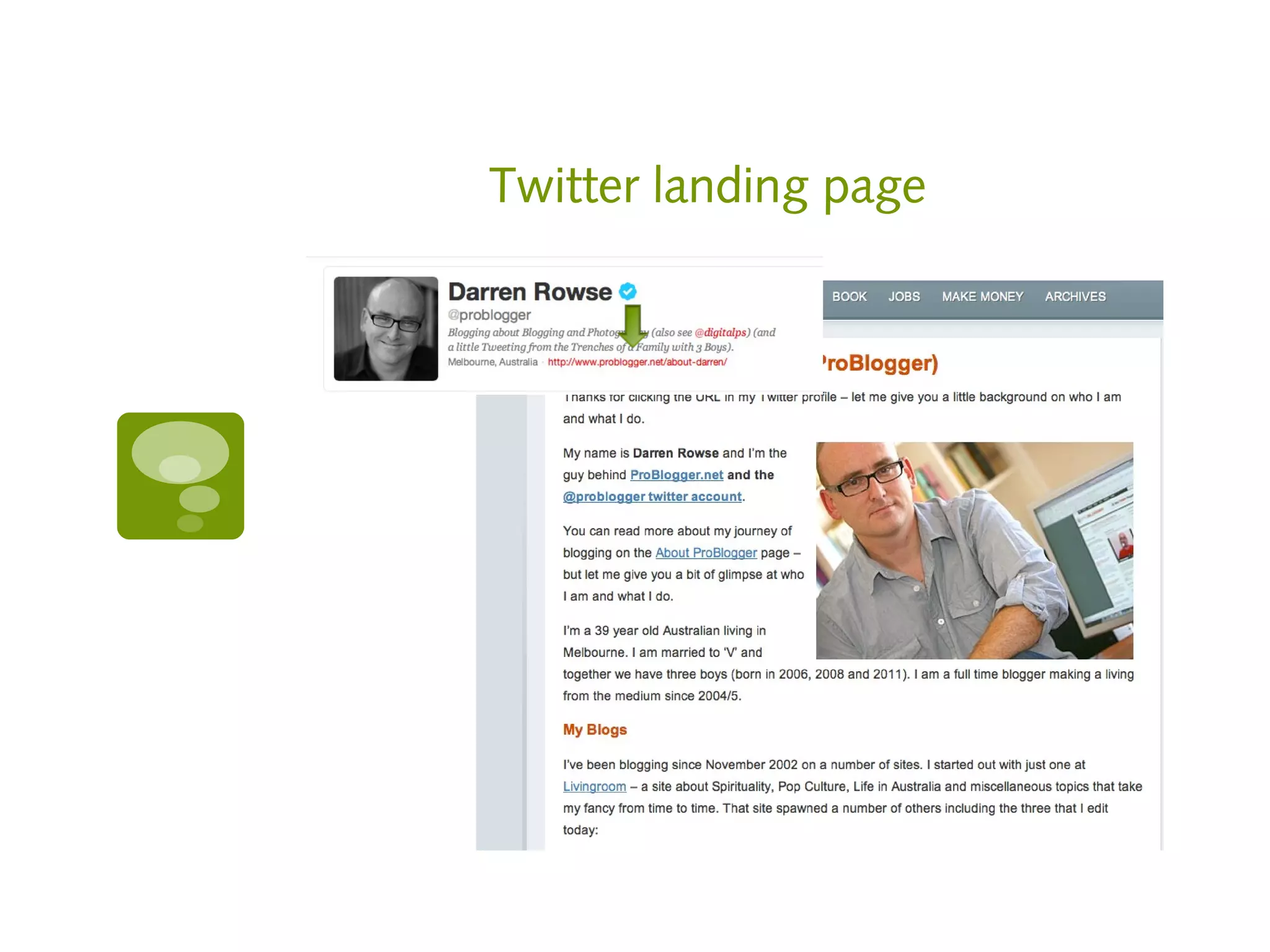 Twitter landing page
 